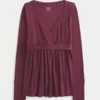 Easy Long-Sleeve Wrap-Front Babydoll Top