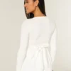 Easy Long-Sleeve Wrap-Front Babydoll Top