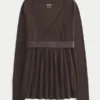 Easy Long-Sleeve Wrap-Front Babydoll Top