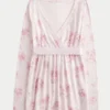 Easy Long-Sleeve Wrap-Front Babydoll Top