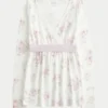 Easy Long-Sleeve Wrap-Front Babydoll Top