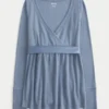 Easy Long-Sleeve Wrap-Front Babydoll Top