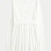 Easy Long-Sleeve Wrap-Front Babydoll Top