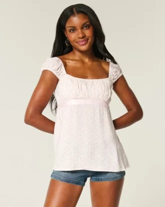 Easy Satin Tie Babydoll Top