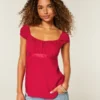 Easy Satin Tie Babydoll Top