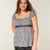 Easy Satin Tie Babydoll Top