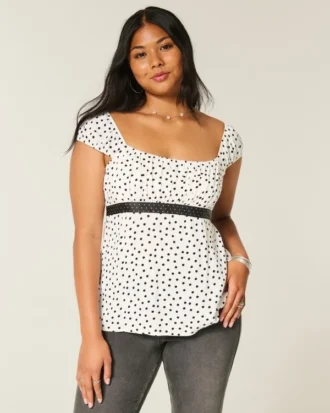 Easy Satin Tie Babydoll Top
