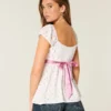 Easy Satin Tie Babydoll Top