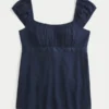 Easy Satin Tie Babydoll Top