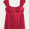 Easy Satin Tie Babydoll Top