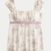Easy Satin Tie Babydoll Top