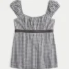Easy Satin Tie Babydoll Top