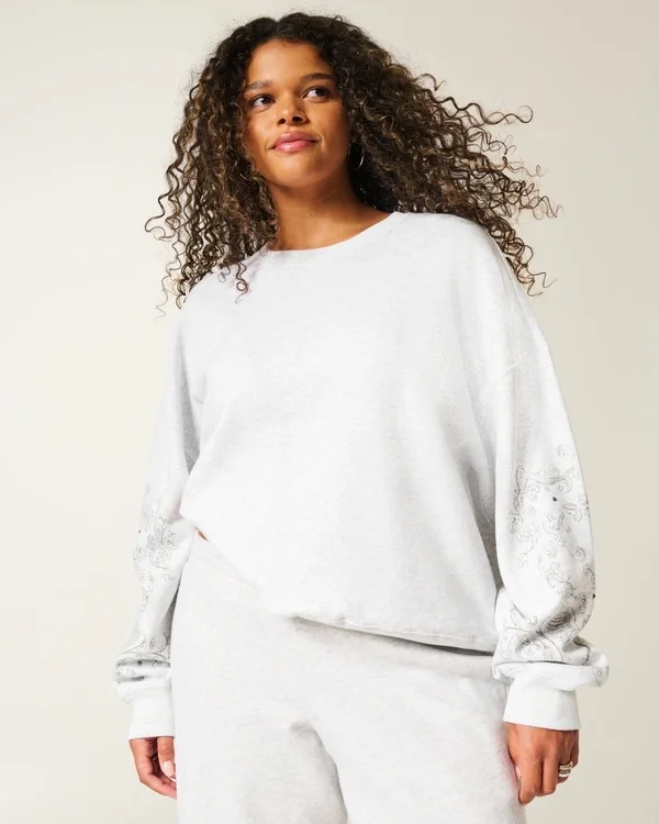 Easy Studded Graphic Crew Sweatshirt Easy Studded Graphic Crew Sweatshirt