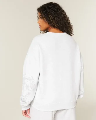Easy Studded Graphic Crew Sweatshirt