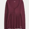 Easy Tie-Back Henley Babydoll Top