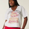 Easy Wisconsin Badgers Graphic Notch-Neck T-Shirt