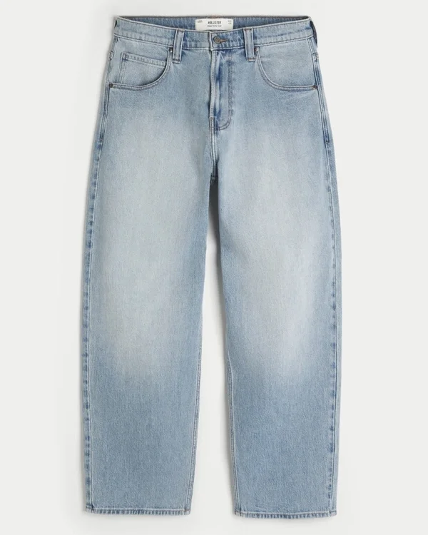 Embroidered Light Wash Skater Baggy Jeans Embroidered Light Wash Skater Baggy Jeans