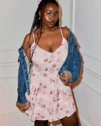 Embroidered Mini Dress