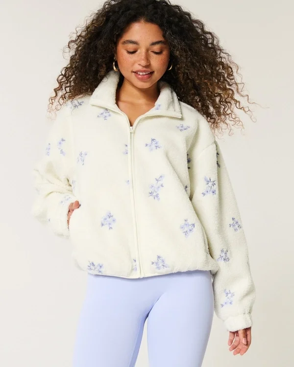 Embroidered Sherpa Fleece Jacket Embroidered Sherpa Fleece Jacket