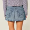 Embroidered Star Pocket Denim Mini Skort