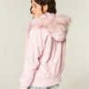 Faux Fur-Lined Bomber Jacket
