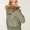 Faux Fur-Lined Bomber Jacket