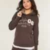 Faux Fur-Lined Hood Graphic Hoodie