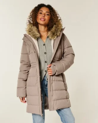 Faux Fur-Lined Puffer Parka