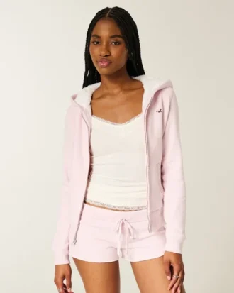 Faux Fur-Lined Zip-Up Hoodie