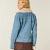 Faux Fur Trim Denim Jacket