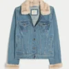 Faux Fur Trim Denim Jacket
