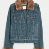 Faux Fur Trim Denim Jacket