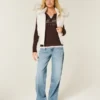 Faux Fur Trim Hooded Y2K Vest Faux Fur Trim Hooded Y2K Vest