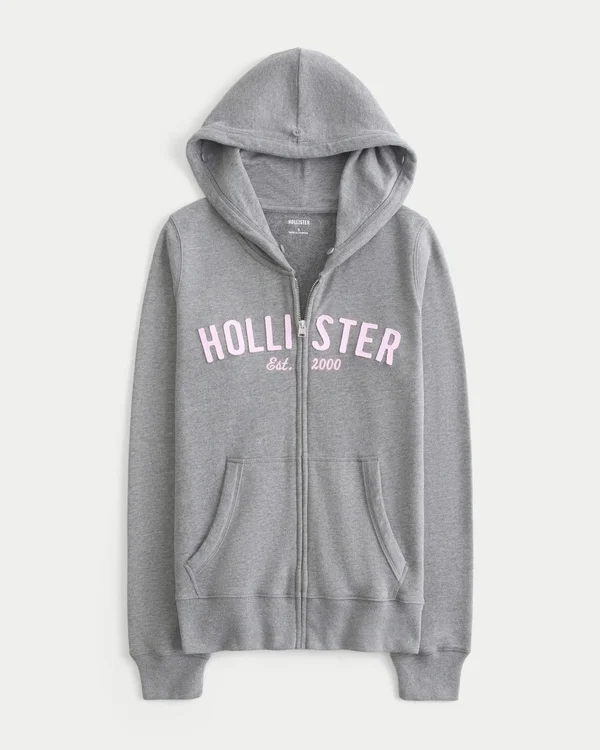 Faux Fur Trim Logo Graphic Zip-Up Hoodie Faux Fur Trim Logo Graphic Zip-Up Hoodie
