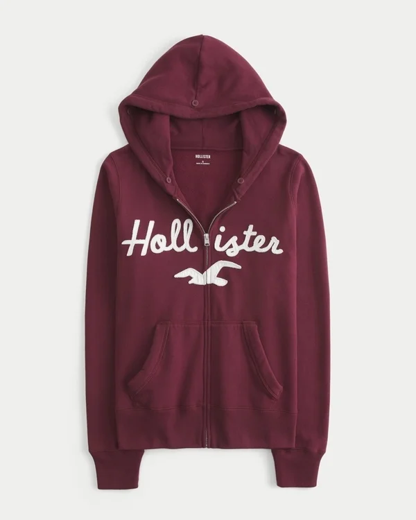 Faux Fur Trim Logo Graphic Zip-Up Hoodie Faux Fur Trim Logo Graphic Zip-Up Hoodie