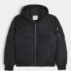 Faux Fur Trim Zip-Up Bomber Jacket