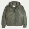 Faux Fur Trim Zip-Up Bomber Jacket