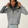 Faux Fur Trim Zip-Up Logo Graphic Hoodie Faux Fur Trim Zip-Up Logo Graphic Hoodie
