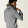 Faux Fur Trim Zip-Up Logo Graphic Hoodie Faux Fur Trim Zip-Up Logo Graphic Hoodie
