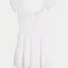 Flutter Sleeve Pinch Bust Mini Skort Dress