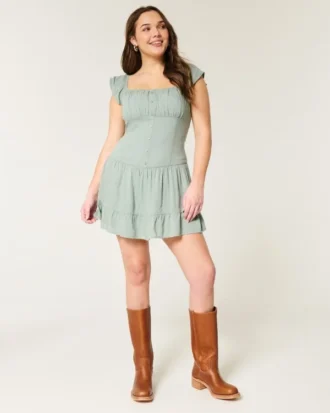 Flutter Sleeve Skort Dress