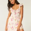 Flutter Sleeve V-Waist Mini Dress
