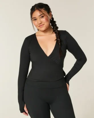 Gilly Hicks Active Recharge Long-Sleeve Wrap Top