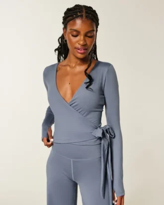 Gilly Hicks Active Recharge Long-Sleeve Wrap Top