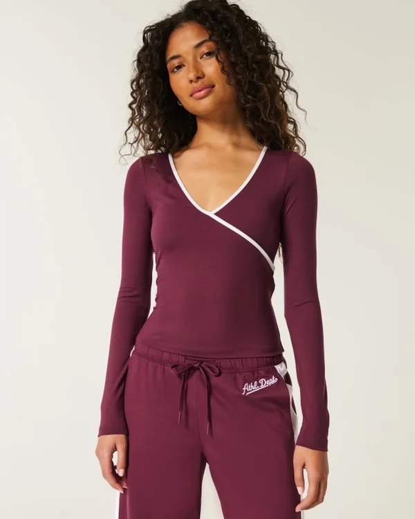 Gilly Hicks Active Tipped Wrap Top Gilly Hicks Active Tipped Wrap Top