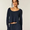 Gilly Hicks Cozy Waffle Long Sleeve Scoop Top