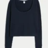 Gilly Hicks Cozy Waffle Long Sleeve Scoop Top