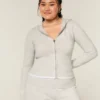 Gilly Hicks Scalloped Hem Zip-Up Hoodie Sweater