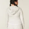 Gilly Hicks Scalloped Hem Zip-Up Hoodie Sweater