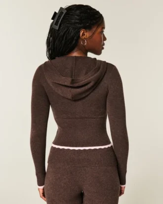 Gilly Hicks Scalloped Hem Zip-Up Hoodie Sweater